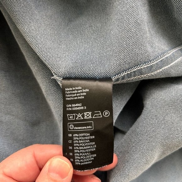 Men’s H&M Blue Loose Fitting Jean Style Cotton Shirt Size M - Picture 10 of 10